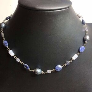1877 Silpada Sterling 925 pearl sodalite amethyst agate necklace 16"